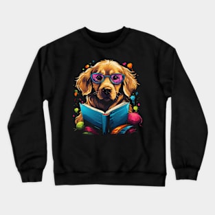 Golden Retriever Reads Book Crewneck Sweatshirt